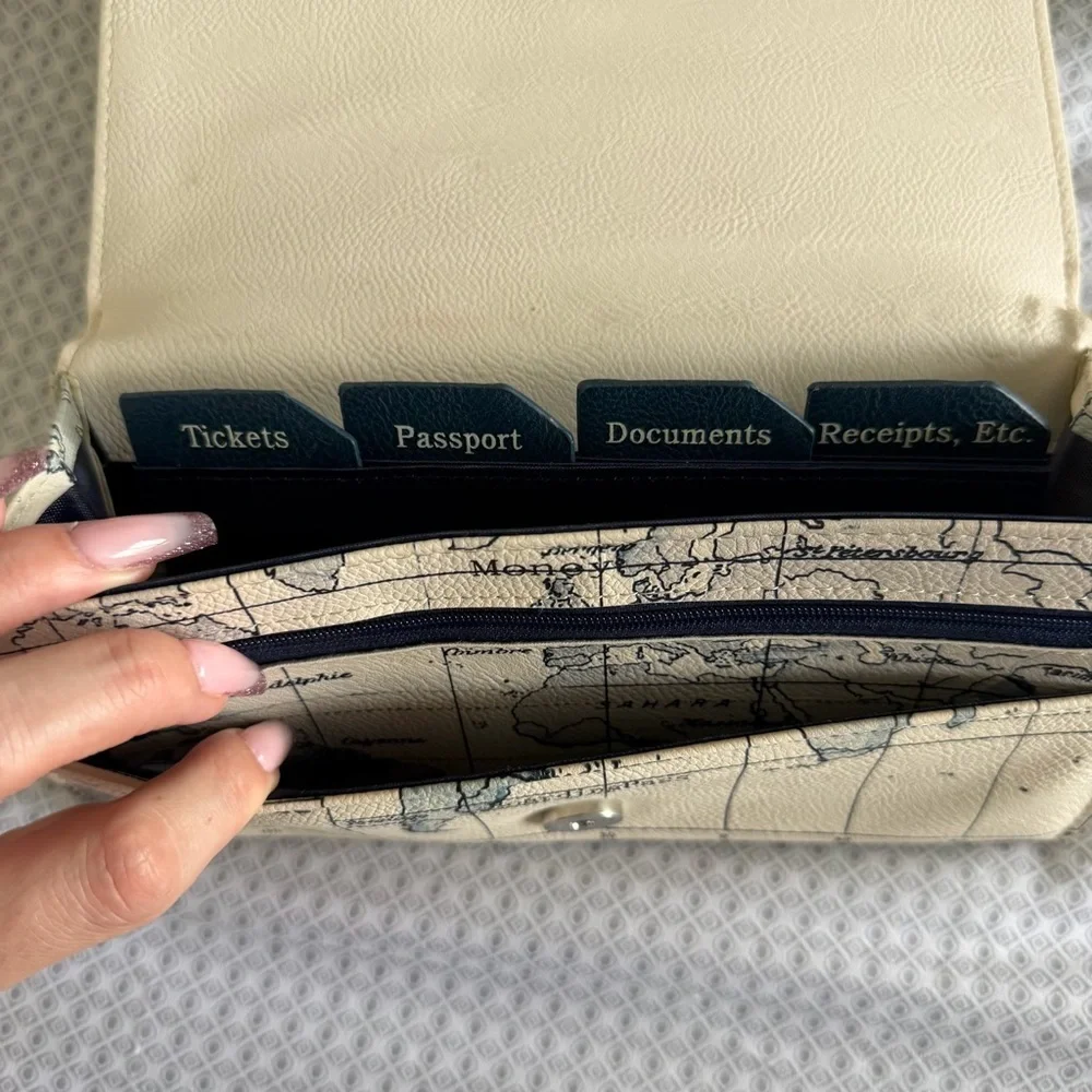 See the World Travel Map Themed Passport Document Holder Wallet